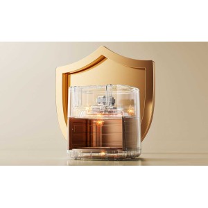 Аэрогриль оснащен встроенным датчиком температуры NTC и 4 внешними предохранителями. Они обеспечивают безопасность, не допуская превышения рабочей температуры. Устройствоавтоматически отключается, если температура превысит безопасный порог, предотвращая риск ожогов или возгорания.