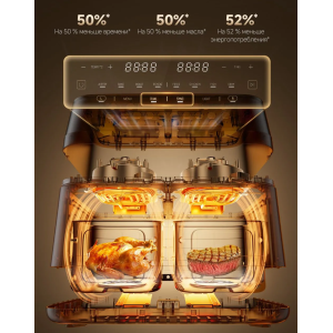 На 50% меньше времени
На 50% меньше масла
На 52% меньше энергопотребеления