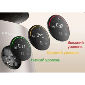 Динамическая светодиодная полоса визуально отображает качество воздуха. При обнаружении высокой концентрации твёрдых частиц 2,5 мкм активируется режим автоматической очистки воздуха
